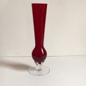 Christmas red vase. Glass hand blown.